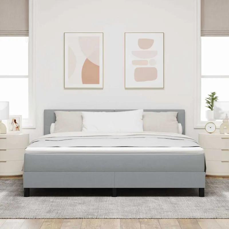 Kiemas lova su čiužiniu Šviesiai pilka 180 x 200 cm audinys