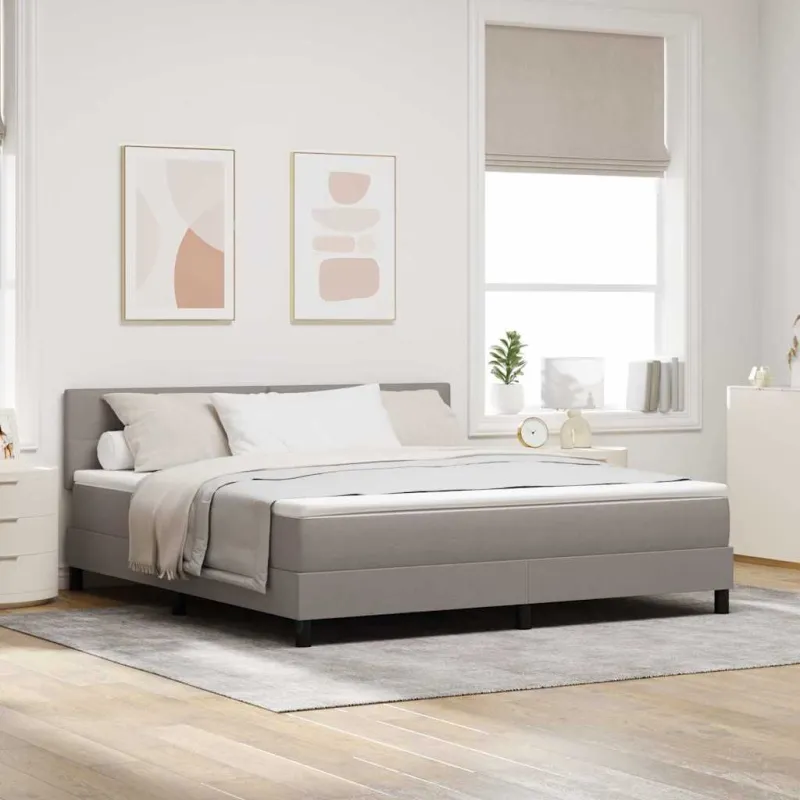 Kiemas lova su čiužiniu su LED Taupe 180 x 200 cm audinys