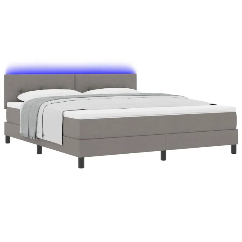 Kiemas lova su čiužiniu su LED Taupe 180 x 200 cm audinys