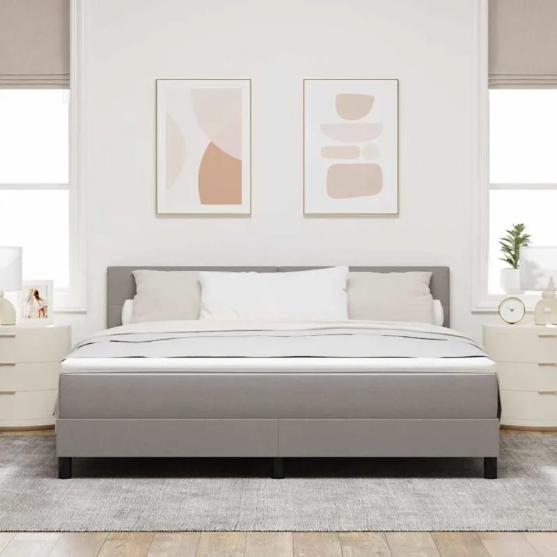 Kiemas lova su čiužiniu su LED Taupe 180 x 200 cm audinys