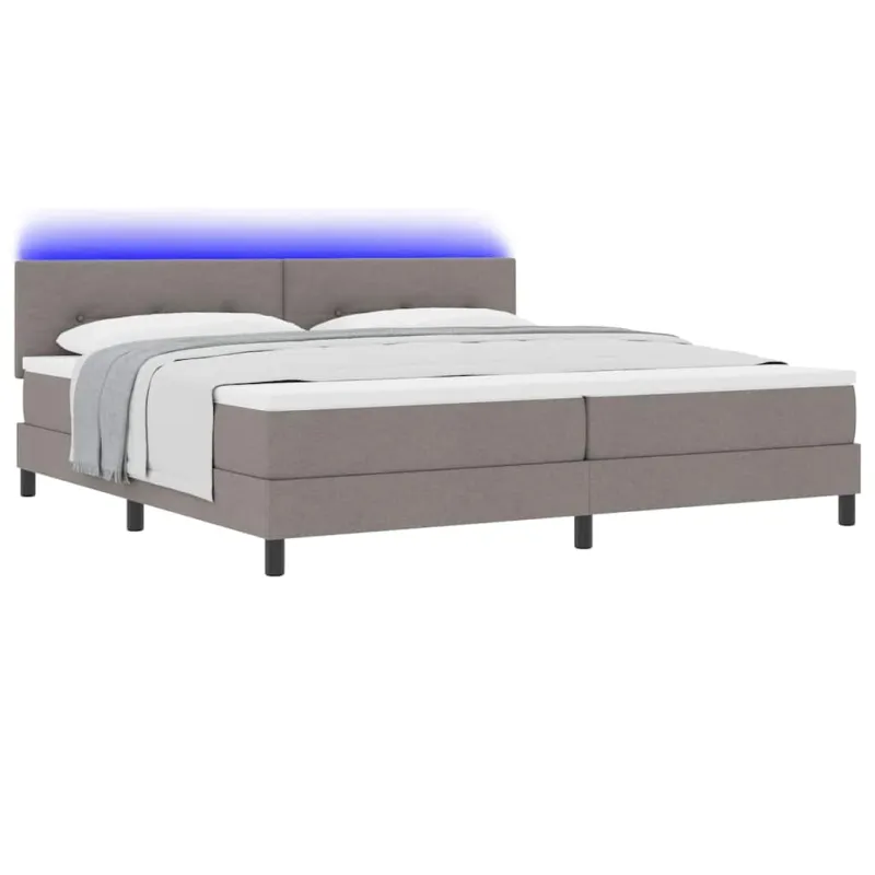 Kiemas lova su čiužiniu su LED Taupe 200 x 200 cm audinys