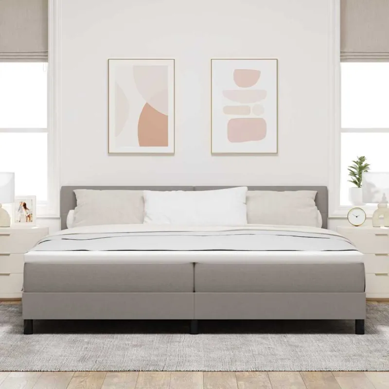 Kiemas lova su čiužiniu su LED Taupe 200 x 200 cm audinys