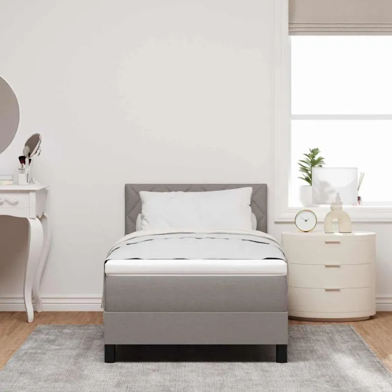 Kiemas lova su čiužiniu su LED Taupe 90 x 190 cm audinys