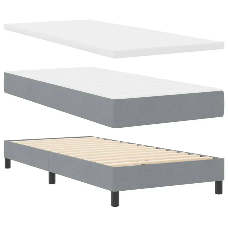 Kiemas lova su čiužiniu Šviesiai pilka 90 x 200 cm audinys