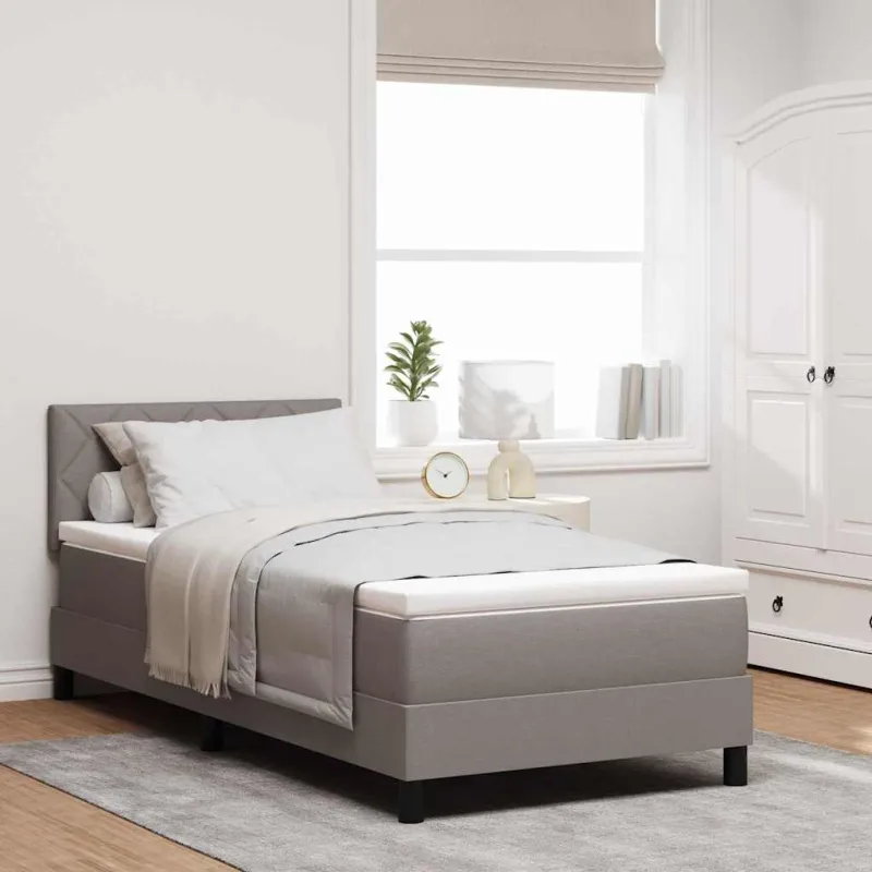 Kiemas lova su čiužiniu su LED Taupe 90 x 200 cm audinys
