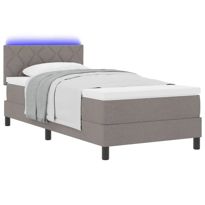 Kiemas lova su čiužiniu su LED Taupe 90 x 200 cm audinys