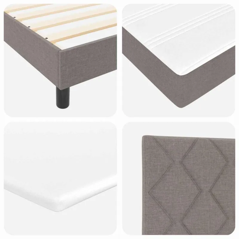Kiemas lova su čiužiniu su LED Taupe 90 x 200 cm audinys