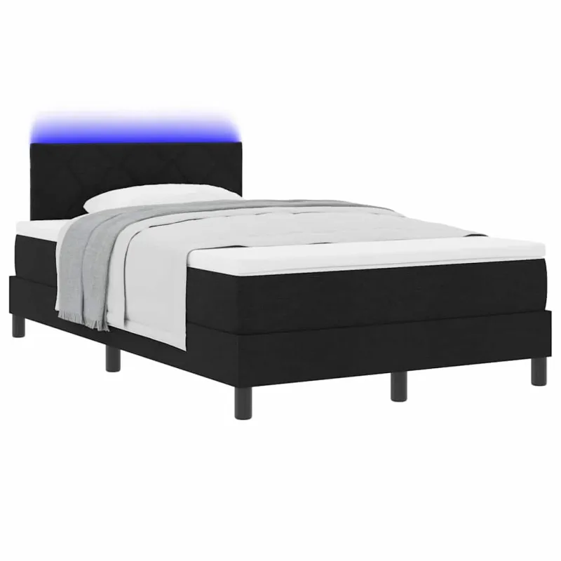 Kiemas lova su čiužiniu su LED Juoda 120 x 200 cm audinys