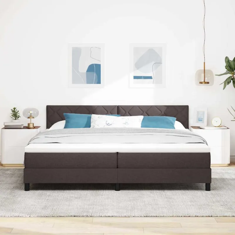 Kiemas lova su čiužiniu Tamsiai rudas 200 x 200 cm audinys