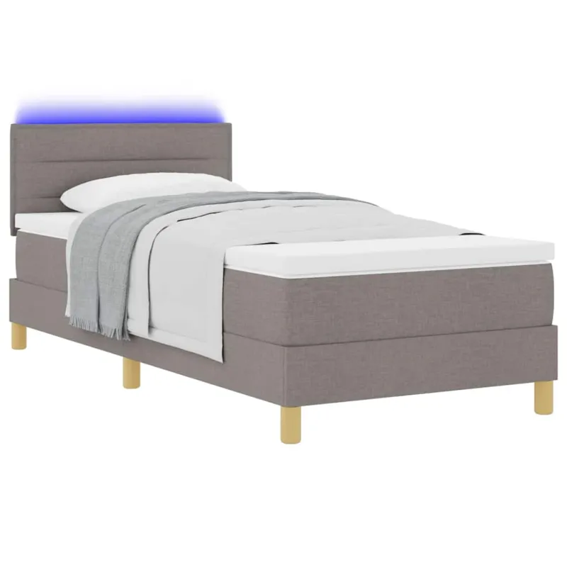 LED Čiužinio Lova su LED juostelėmis Taupe 80 x 200 cm audinys