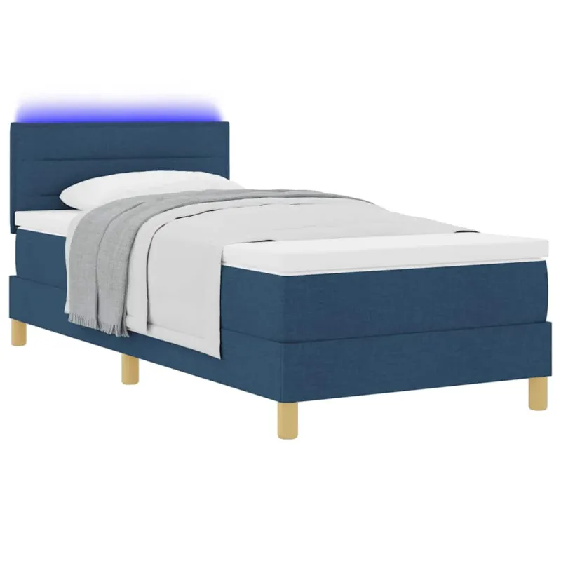 LED Čiužinio Lova su LED juostelėmis Mėlyna 90 x 190 cm audinys