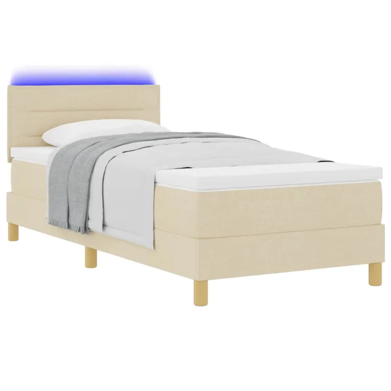 LED Čiužinio Lova su galvūgalio Kreminė 90 x 200 cm audinys