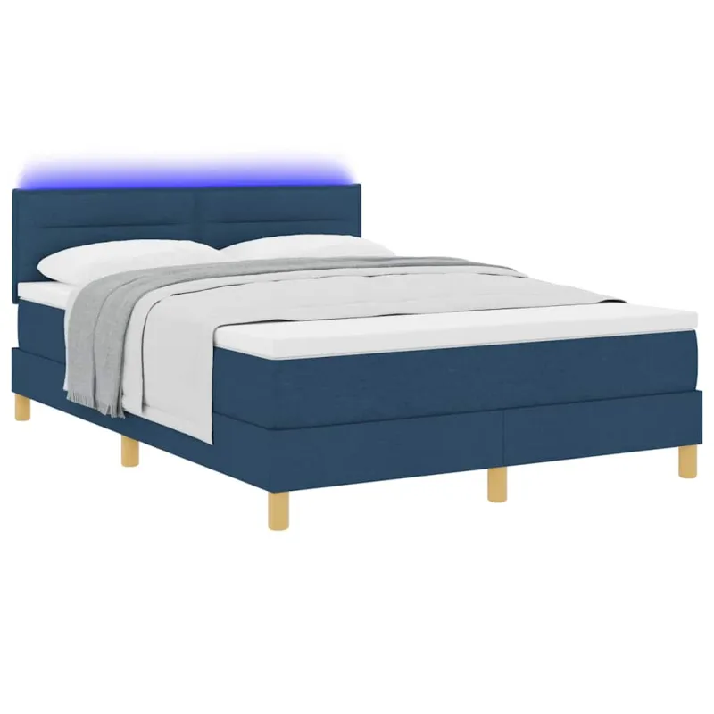 LED Čiužinio Lova su pagalve Mėlyna 140 x 190 cm audinys