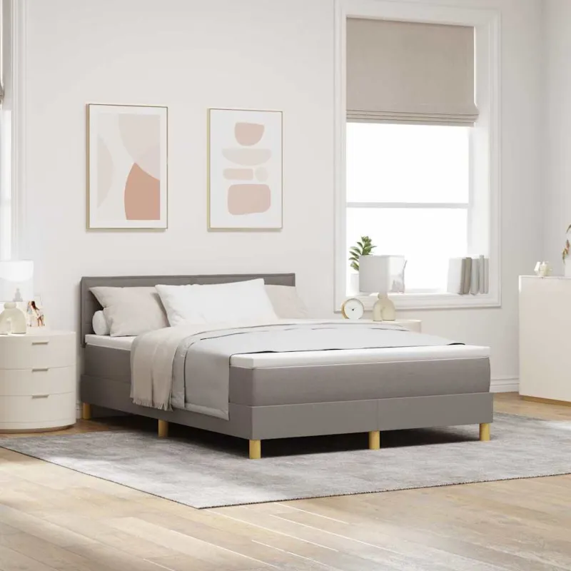 LED Čiužinio Lova su LED juostelėmis Taupe 140 x 200 cm audinys