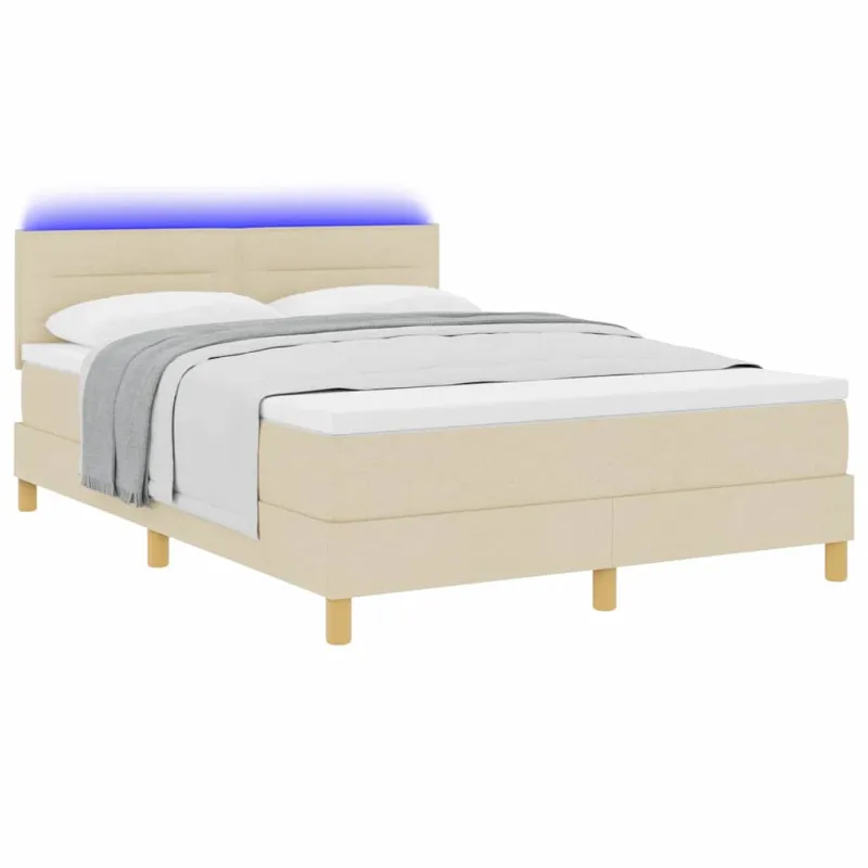 LED Čiužinio Lova su galvūgalio Kreminė 140 x 200 cm audinys