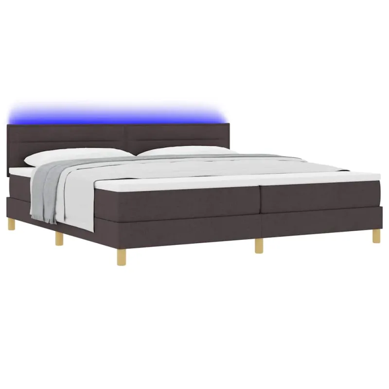 LED Čiužinio Lova Tamsiai rudas 200 x 200 cm audinys