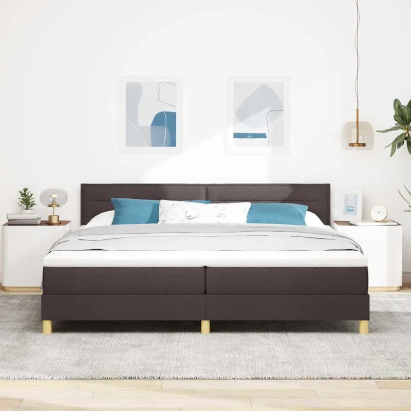 LED Čiužinio Lova Tamsiai rudas 200 x 200 cm audinys