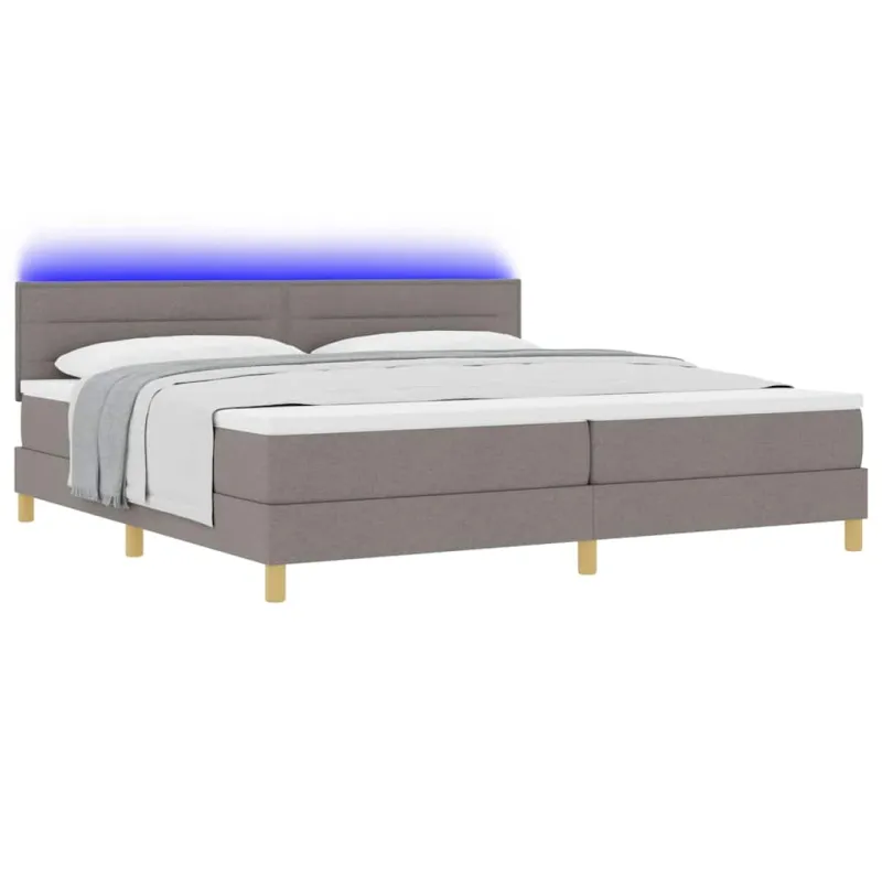 LED Čiužinio Lova su LED juostelėmis Taupe 200 x 200 cm audinys
