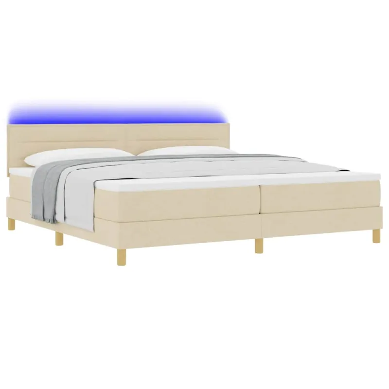 LED Čiužinio Lova su galvūgalio Kreminė 200 x 200 cm audinys