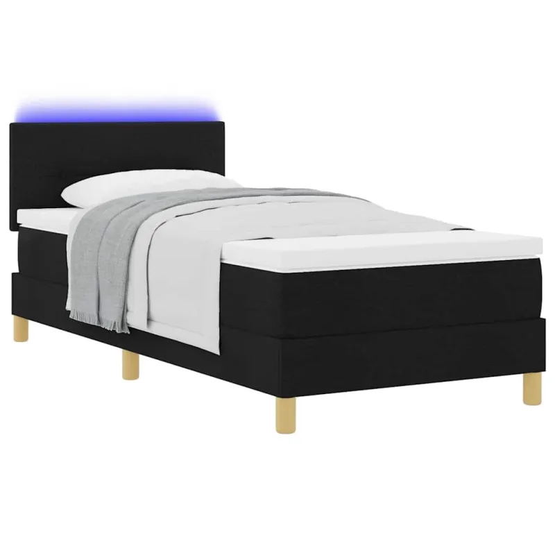LED Čiužinio Lova su LED juostelėmis Juodas 90 x 190 cm audinys