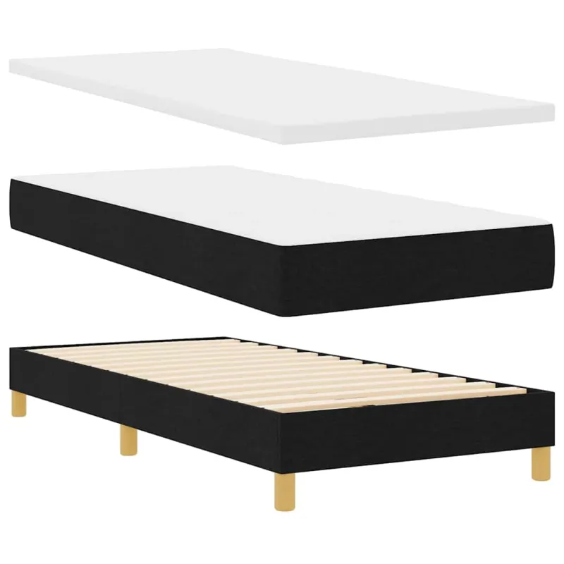 LED Čiužinio Lova su LED juostelėmis Juodas 90 x 200 cm audinys