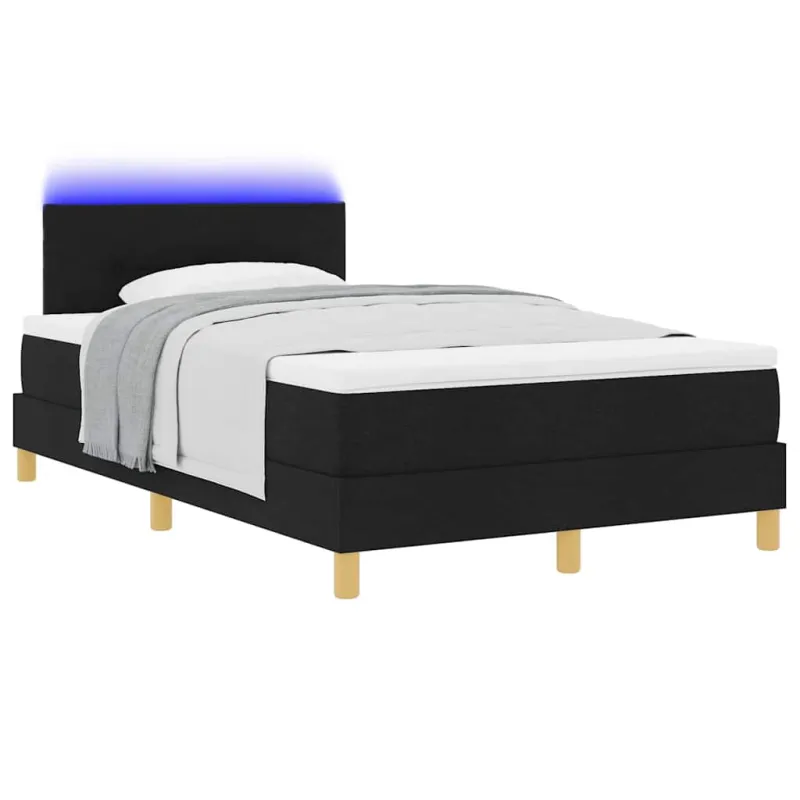 LED Čiužinio Lova su galvūgalio Juodas 120 x 190 cm audinys