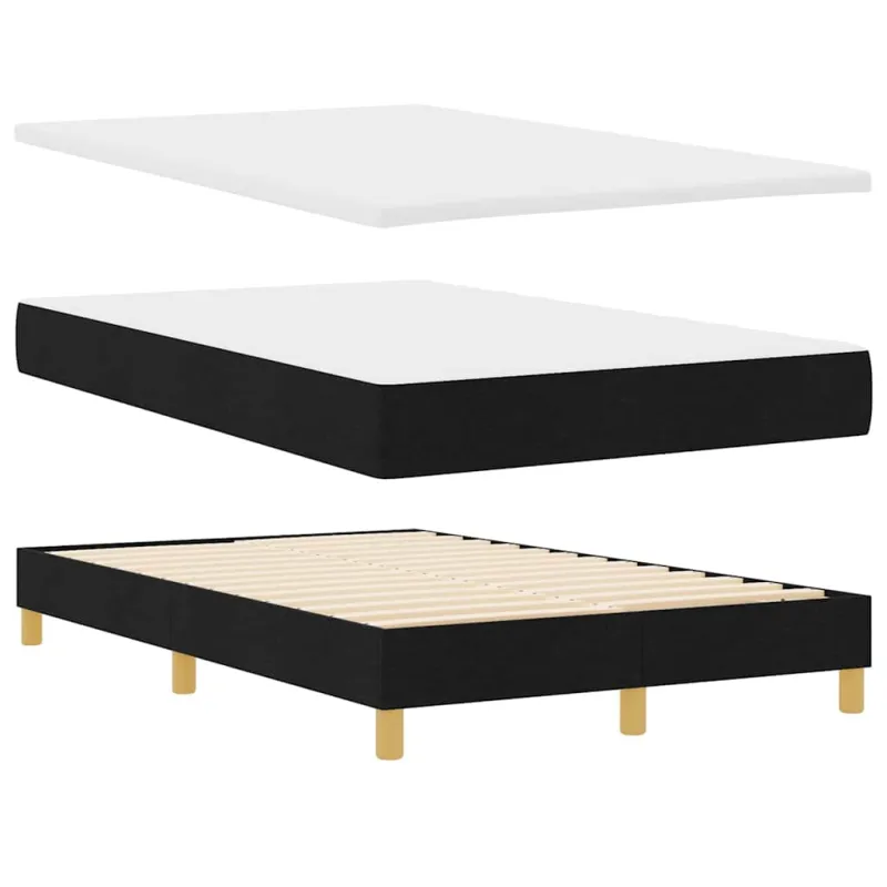 LED Čiužinio Lova su galvūgalio Juodas 120 x 200 cm audinys
