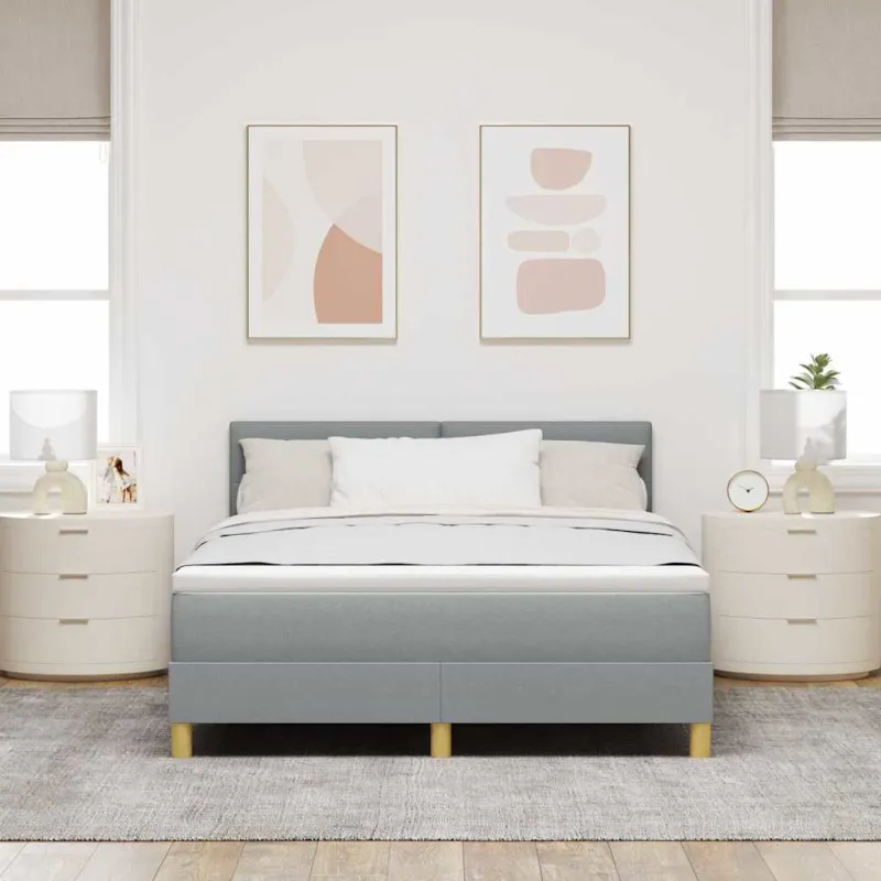 LED Čiužinio Lova Šviesiai pilka 140 x 200 cm audinys