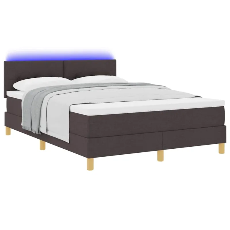 LED Čiužinio Lova su pagalve Tamsiai rudas 140 x 200 cm audinys