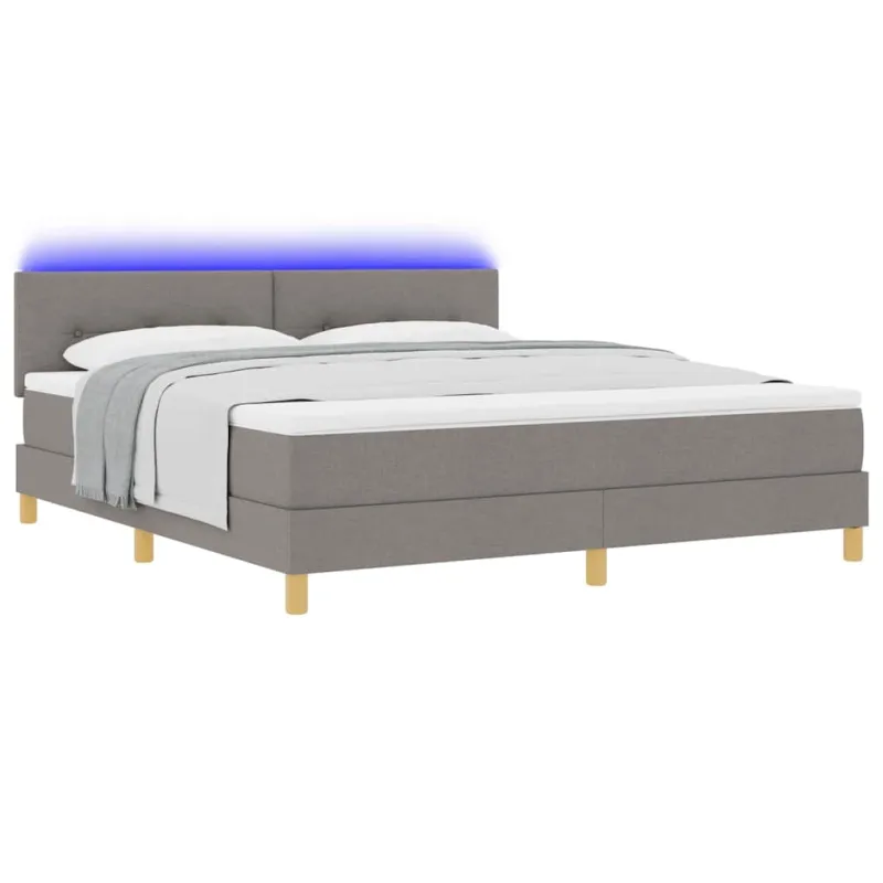 LED Čiužinio Lova su LED juostelėmis Taupe 180 x 200 cm audinys