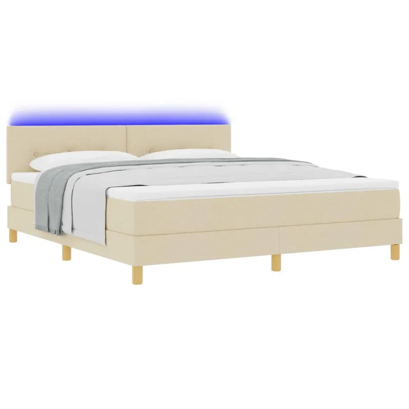 LED Čiužinio Lova su galvūgalio Kreminė 180 x 200 cm audinys