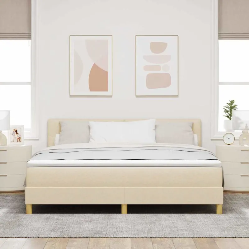 LED Čiužinio Lova su galvūgalio Kreminė 180 x 200 cm audinys