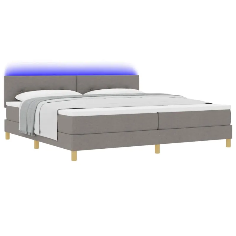 LED Čiužinio Lova su pagalve Taupe 200 x 200 cm audinys