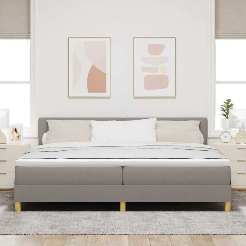 LED Čiužinio Lova su pagalve Taupe 200 x 200 cm audinys