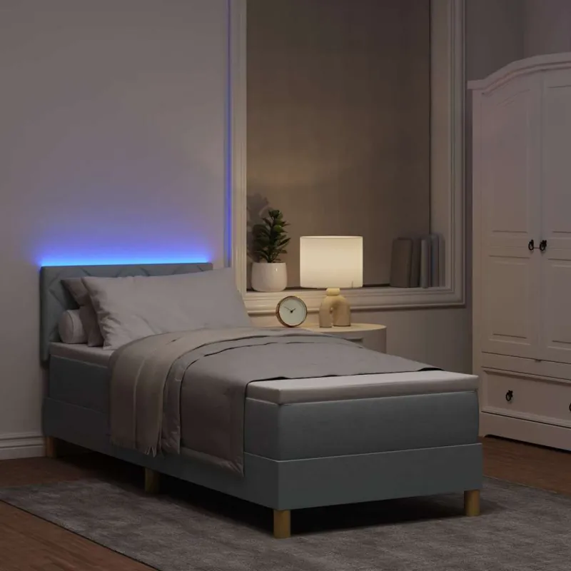 LED Čiužinio Lova Šviesiai pilka 80 x 200 cm audinys