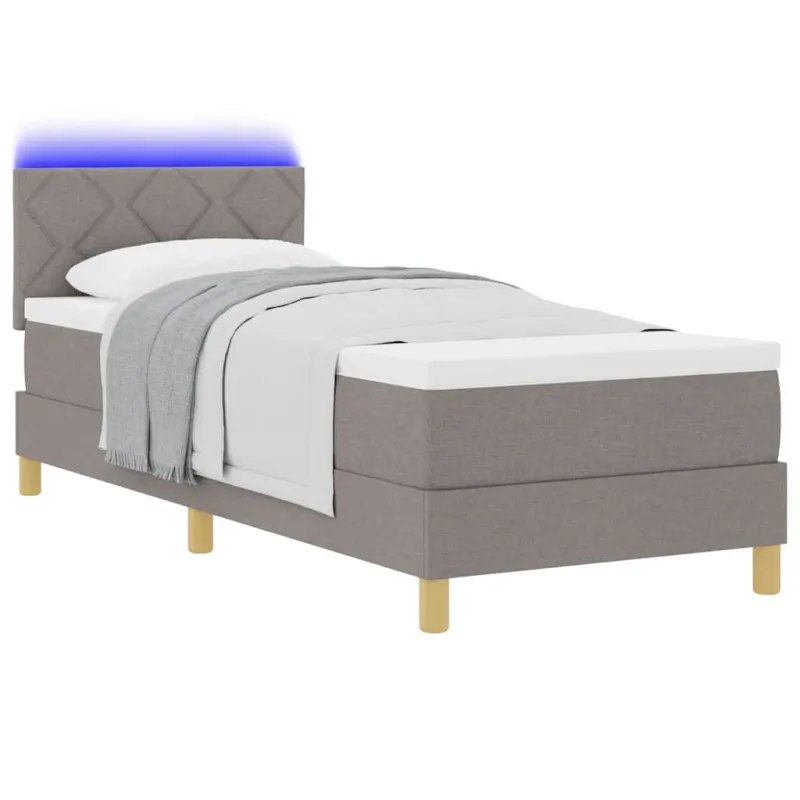 LED Čiužinio Lova su LED juostelėmis Taupe 80 x 200 cm audinys
