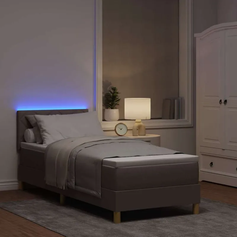 LED Čiužinio Lova su LED juostelėmis Taupe 80 x 200 cm audinys