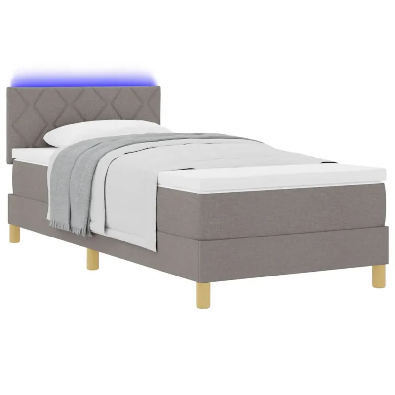 LED Čiužinio Lova su LED juostelėmis Taupe 90 x 200 cm audinys
