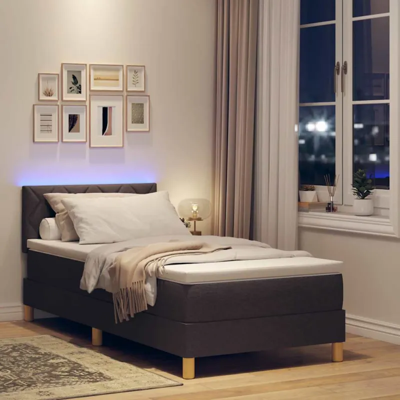 LED Čiužinio Lova Tamsiai rudas 100 x 200 cm audinys