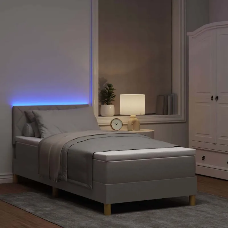 LED Čiužinio Lova su LED juostelėmis Taupe 100 x 200 cm audinys