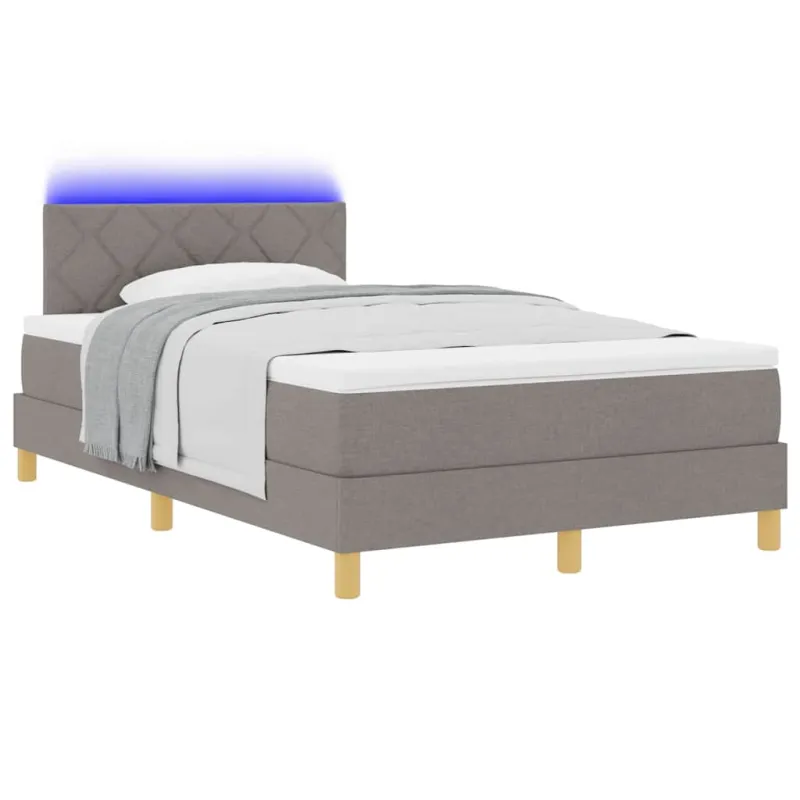 LED Čiužinio Lova su LED juostelėmis Taupe 120 x 190 cm audinys