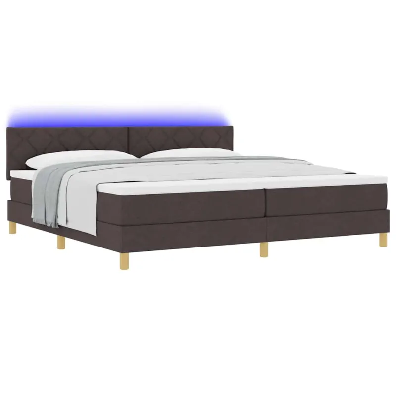 LED Čiužinio Lova Tamsiai rudas 200 x 200 cm audinys