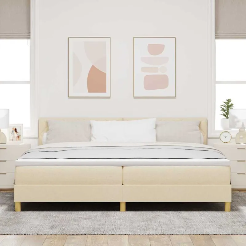 LED Čiužinio Lova su galvūgalio Kreminė 200 x 200 cm audinys