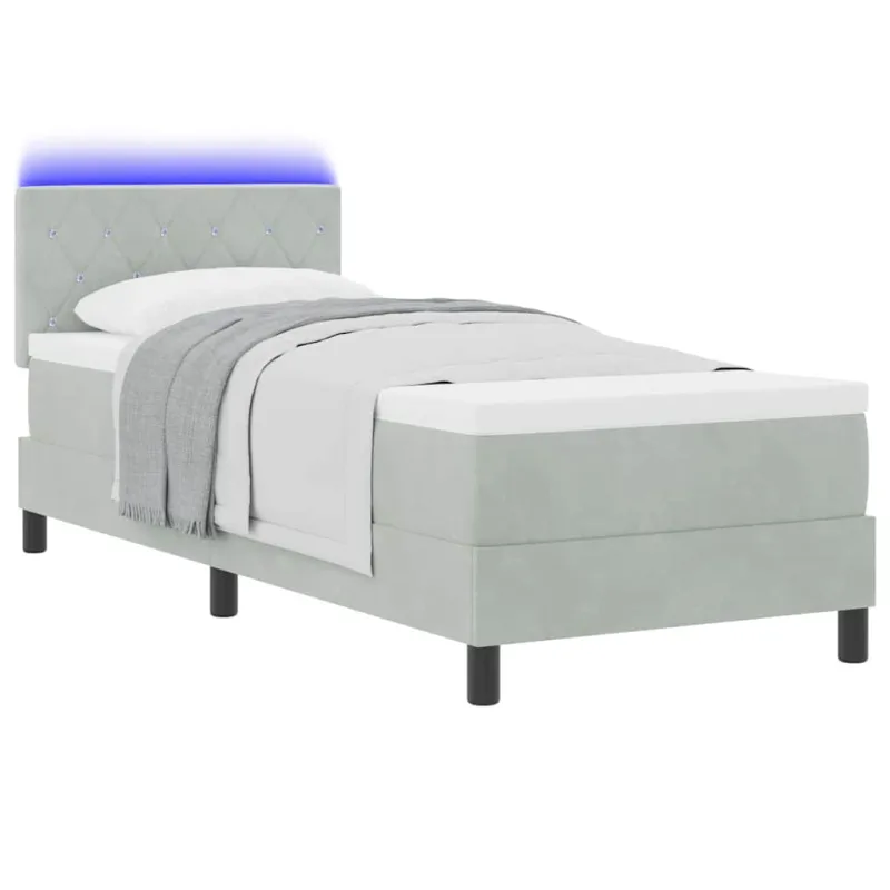 LED Čiužinio Lova su LED Šviesiai pilka 80 x 200 cm Aksomas