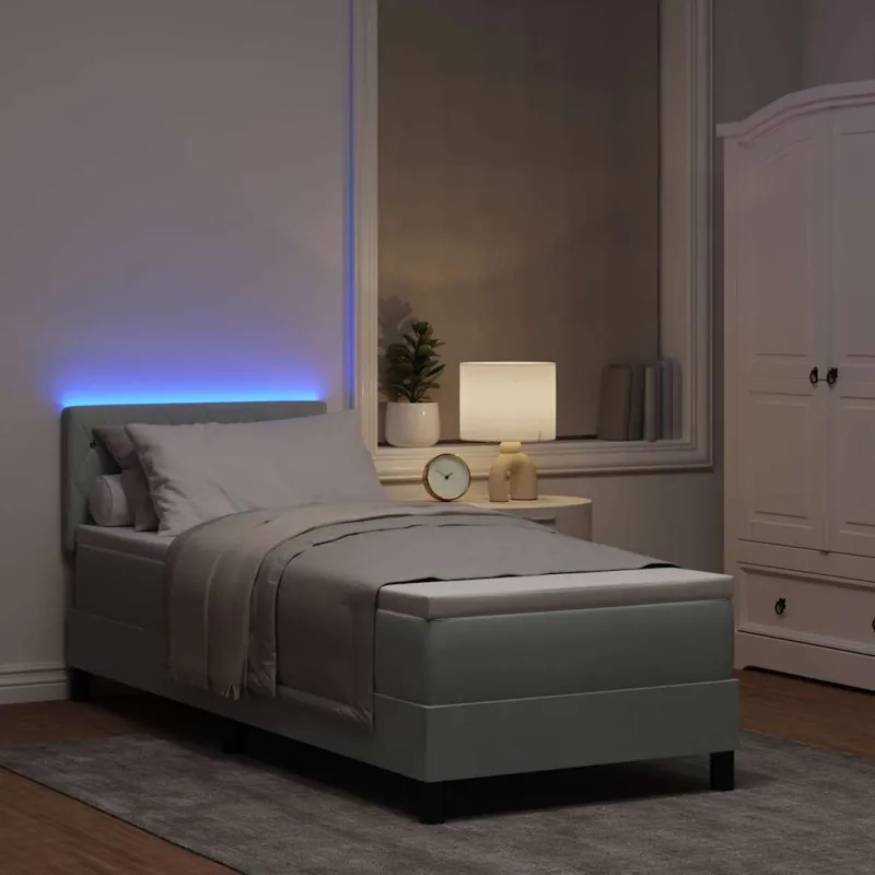 LED Čiužinio Lova su LED Šviesiai pilka 80 x 200 cm Aksomas