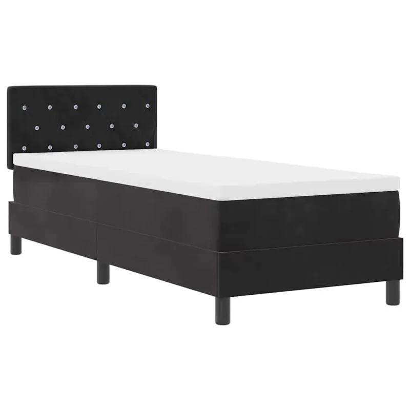 LED Čiužinio Lova su čiužiniu su LED Juoda 80 x 200 cm Aksomas