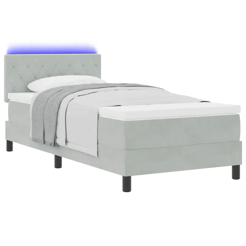 LED Čiužinio Lova su LED Šviesiai pilka 90 x 200 cm Aksomas