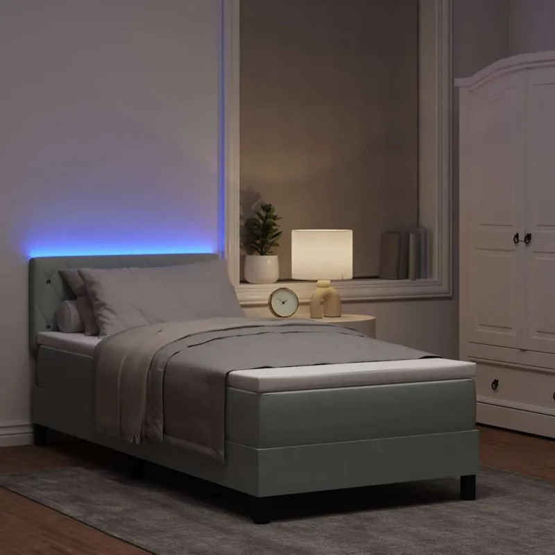 LED Čiužinio Lova su LED Šviesiai pilka 90 x 200 cm Aksomas