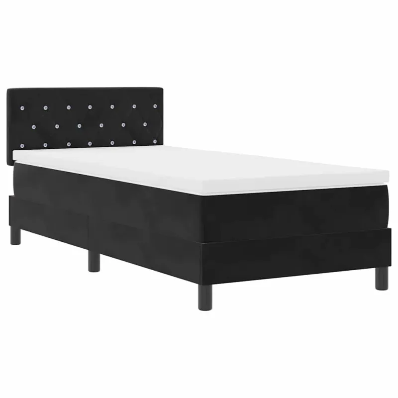 LED Čiužinio Lova su čiužiniu su LED Juoda 90 x 200 cm Aksomas