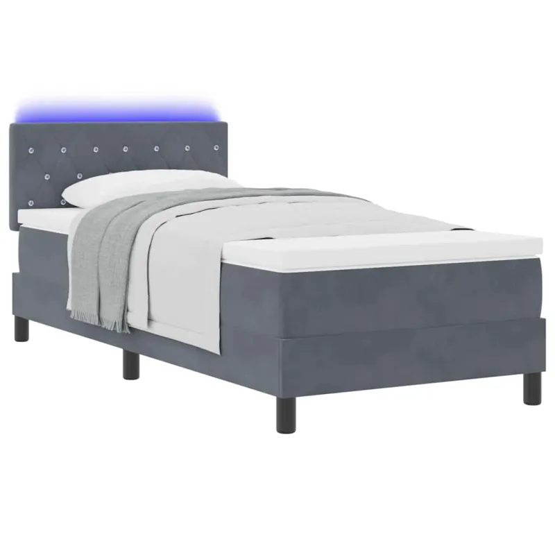LED Čiužinio Lova su LED Tamsiai pilka 100 x 200 cm Aksomas